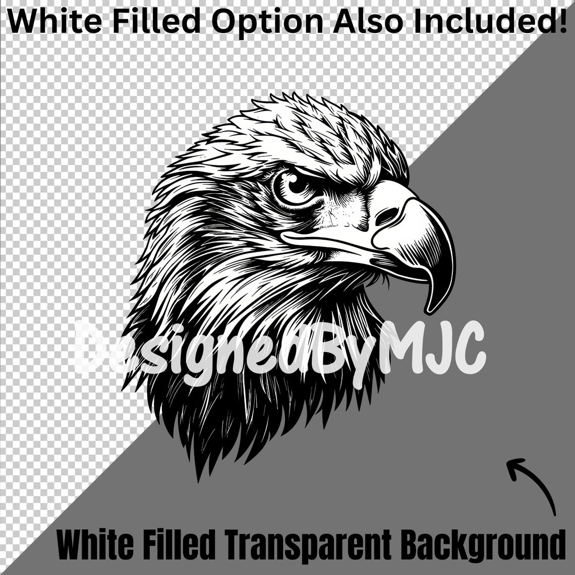 Eagle Head SVG Clipart & PNG Files, Bald Eagle Svg, Digital Clip Art ...