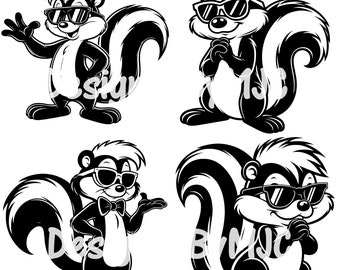 Skunk Wearing Sunglasses SVG PNG Files, Skunk Graphics, Skunk svg, Sunglasses svg, Cool Skunk svg