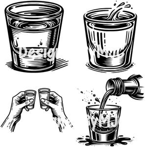Shot Glass SVG Cool Shot Glass PNG Shot Glass Clipart Cheers Shot Glass Vector Bundle Pack