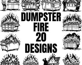 Dumpster Fire SVG Bundle, Garbage SVG, Trash Can Clipart, I'm Fine Dumpster Fire svg, Emotional Dumpster Fire, This Little Light of Mine