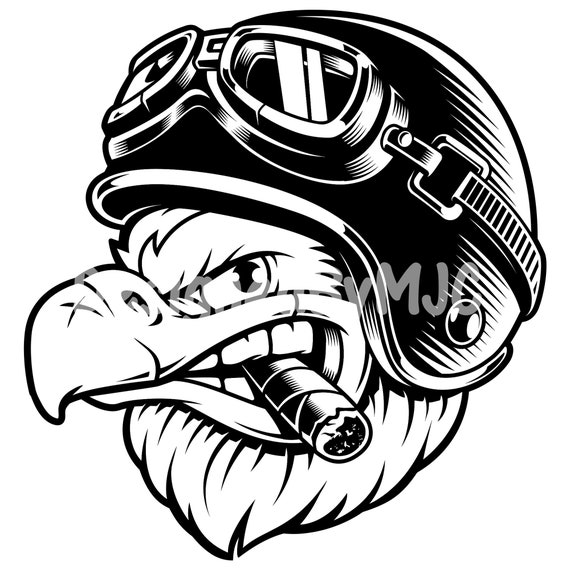 cigarette logo eagle Biker Eagle Skull Smoking Cigar Helmet Googles SVG PNG Files, Animal Svg,  Fierce Eagle, Bird , American Eagle