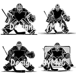 Hockey Goalie SVG Bundle Clipart & PNG Pliki, Sportowe Clipart Sylwetka Wektor Obraz, Hokej na Lodzie SVG Sublimacja