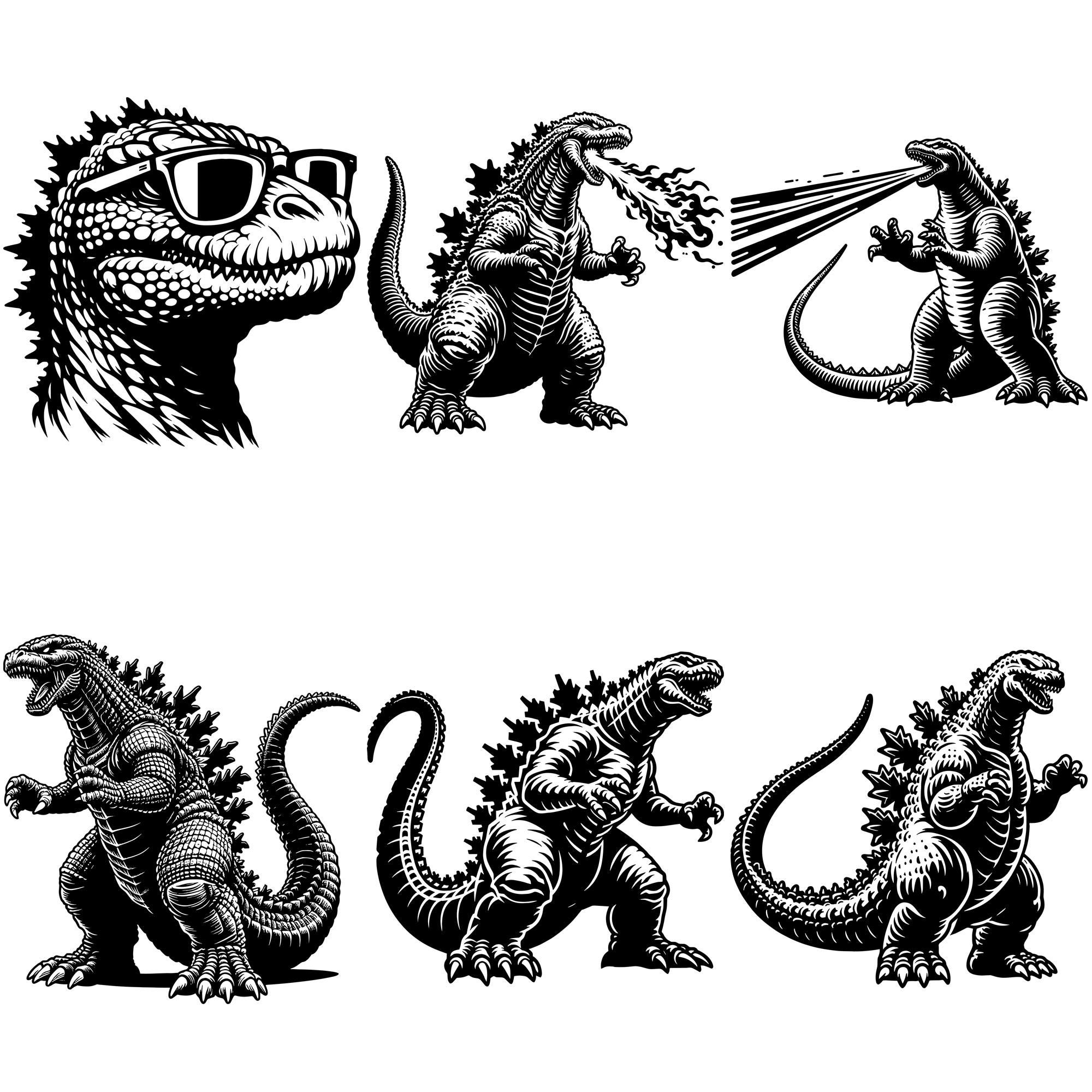 Godzilla SVG Bundle, Godzilla Graphics, Digital Clip Art, Cut Files for ...