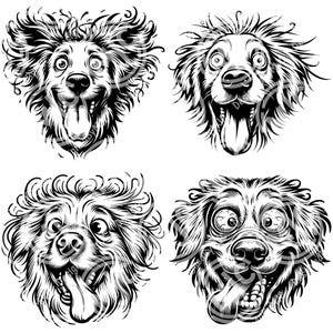 Paquete SVG de Golden Retriever riendo divertido, clipart de Golden Retriever, animal de dibujos animados de Golden Retriever loco, cara tonta de Golden Retriever svg