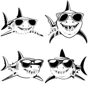 Shark With Glasses SVG Shark With Glasses PNG Shark With Glasses Clipart Shark Vector Bundle Shark With Sunglasses