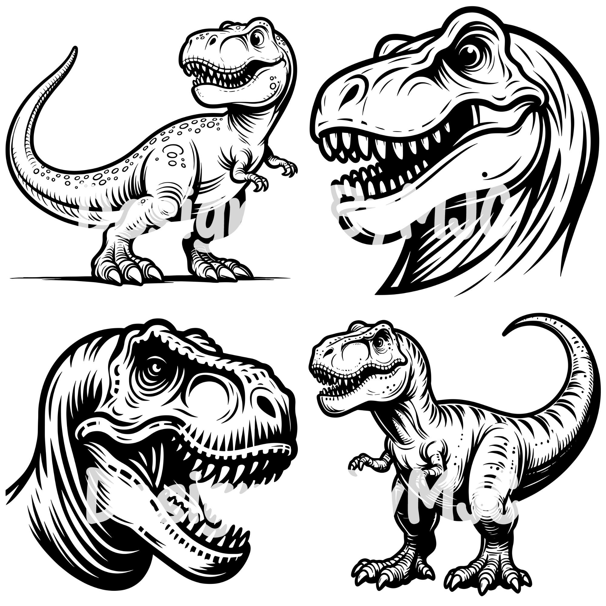 T-rex Dinosaur SVG Clipart & PNG Files, Tyrannosaurus Rex Clipart ...