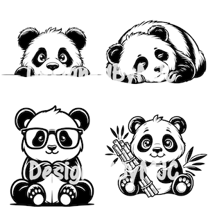Pacote Panda SVG PNG, Panda Vector svg, Panda Face svg, Cute Panda svg, Cartoon Cute Animal svg, Panda Bear svg