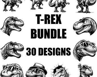 T-Rex Dinosaur SVG Bundle, Tyrannosaurus Rex Bundle Clipart, Dinosaur SVG Sublimation, T Rex png