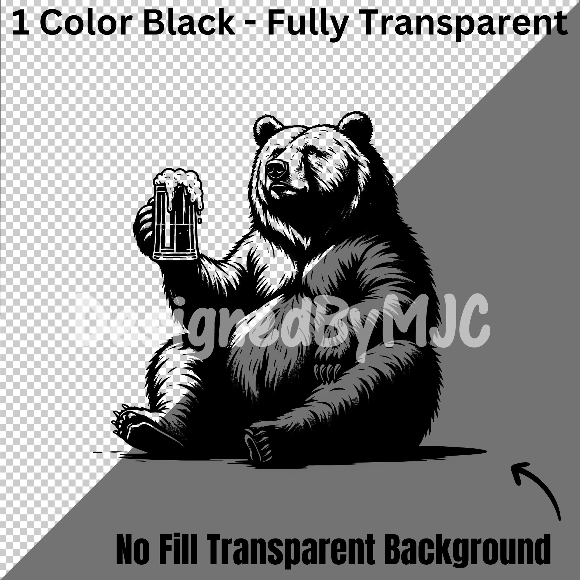 Bear Drinking Beer SVG Bundle Clipart & PNG Files, Camping Scene Vector