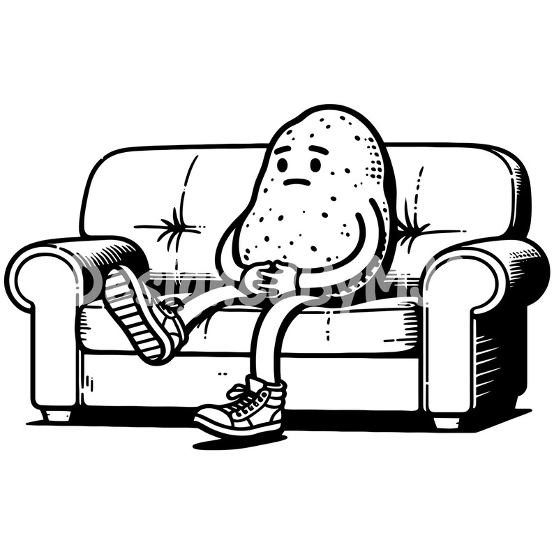 Couch Potato SVG Cartoon Couch Potato PNG Happy Couch Potato Clipart