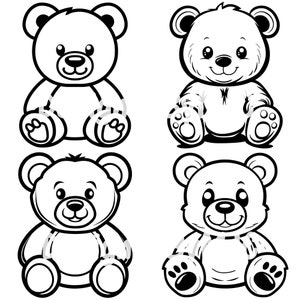 Teddy Bear SVG PNG Files, Cute Bear Digital Clip Art, Teddy Bear Outline, Bear Cricut, Bear Cut File, Bear Clipart