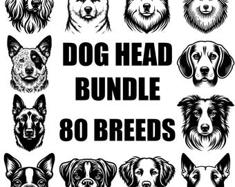 Dog Heads SVG Bundle, 80 Dog Breeds Svg, Dog Heads for Cricut Svg, Dog Silhouette Svg, Dog Heads Clipart