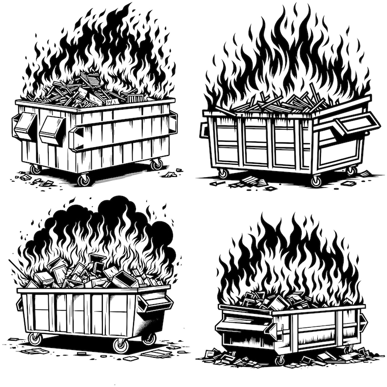Dumpster Fire SVG Bundle, Garbage SVG, Trash Can Clipart, I'm Fine