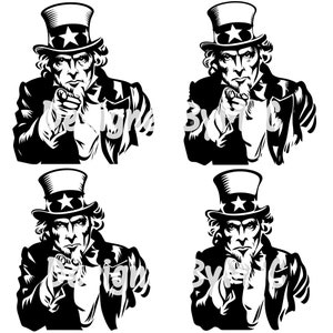 Zio Sam I Want You SVG PNG Files, Zio Sam, 4 luglio, Giorno dell'Indipendenza, USA svg