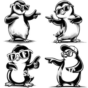 Pingüino bailando con gafas de sol SVG Pingüino bailando PNG Pingüino bailando Clipart Pingüino vector paquete