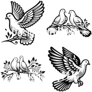 Taube SVG, weiße Taube Clipart, Vogel SVG-Dateien für Silhouette Cameo oder Cricut, Taube Logo, Vogel Vektor, Frieden svg Vogel svg