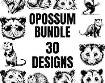 Opossum SVG Bundle, Feral Girl Summer Design, Opossum Head Svg, Opossum Clipart, Peeking Opossum, Dancing Opossum