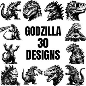 Godzilla SVG Bundle, Godzilla Graphics, Digital Clip Art, Cut Files for Cricut and Silhouette, Laser Engraving, Team Godzilla Clipart