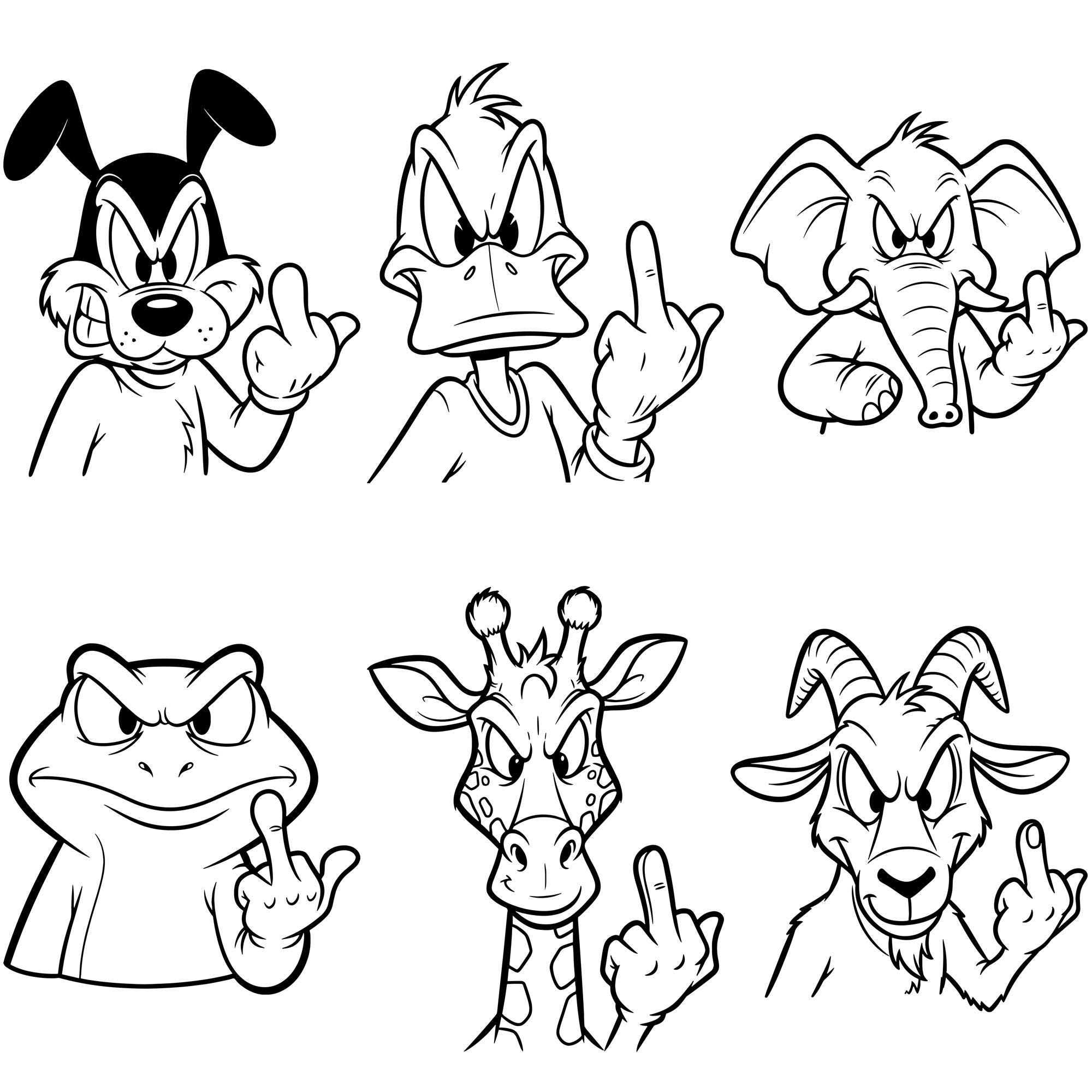 Snippy Rude Animals Funny Animal Middle Finger SVG Bundle | Funny Rude Animal Svg ...