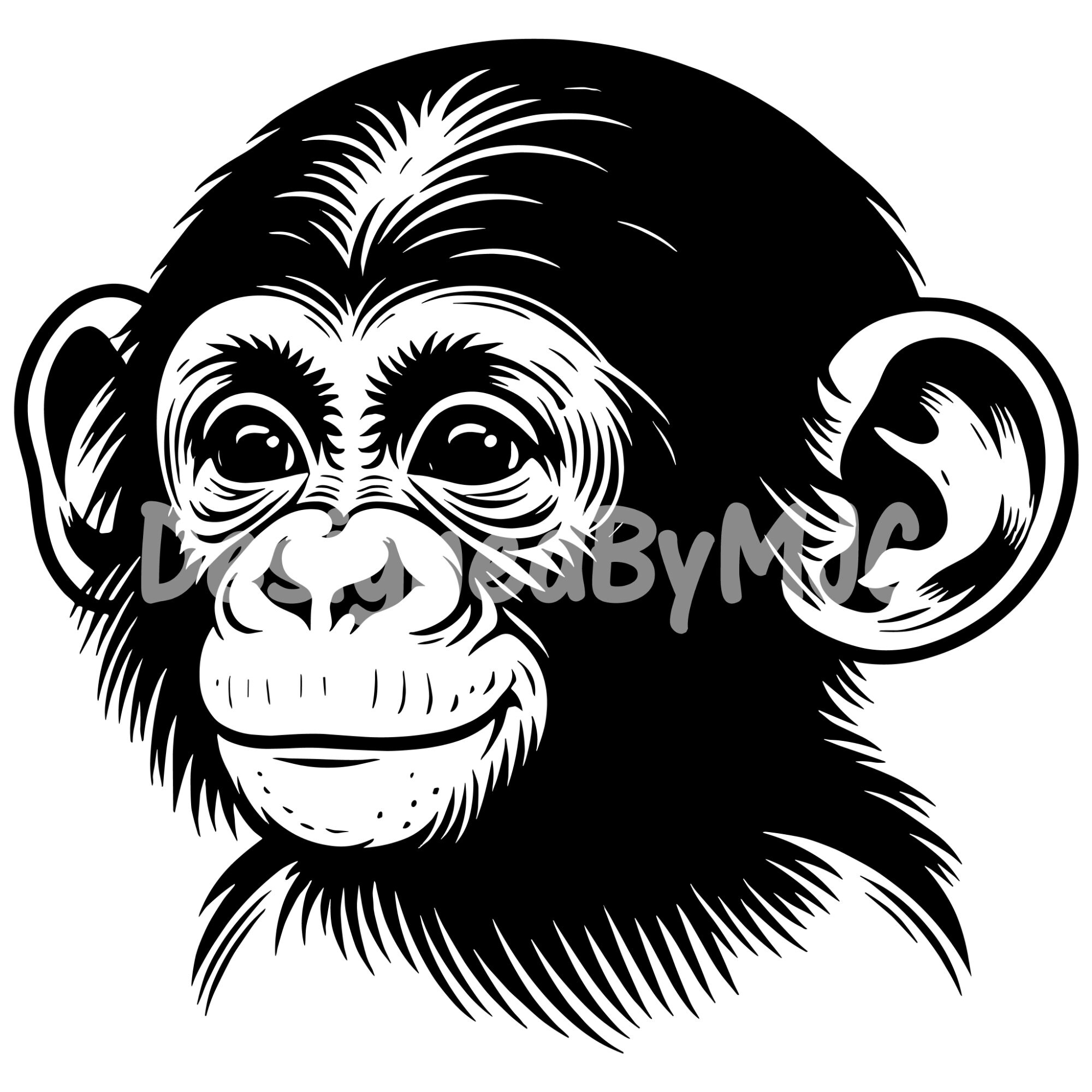 Baby Chimpanzee SVG PNG Bundle, Chimpanzee Face Svg, Chimp Png ...