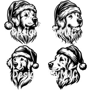 Golden Retriever Santa Hat SVG PNG Arquivos, Golden Retriever Head Vector, Santa Hat Clipart, Christmas Golden Retriever Vector