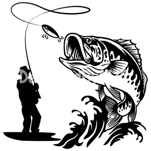 Largemouth Bass Fishing SVG PNG Files, Bass svg cut files, Fishing svg, Bass png, Bass Vector, Bass Cricut, Bass Cut file, Fish Hook Svg Png