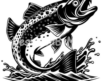 Trout Fish SVG Clipart & PNG Files, Trout Fishing Svg and png Files, Rainbow Spotted Trout