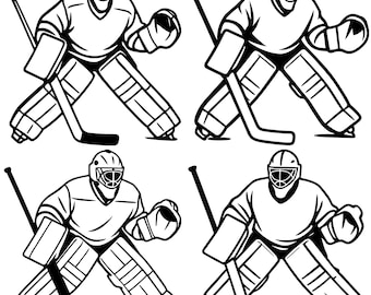 Hockey Goalie SVG Bundle Clipart & PNG Files, Sports Clipart Silhouette Vector Image, Ice Hockey svg Sublimation
