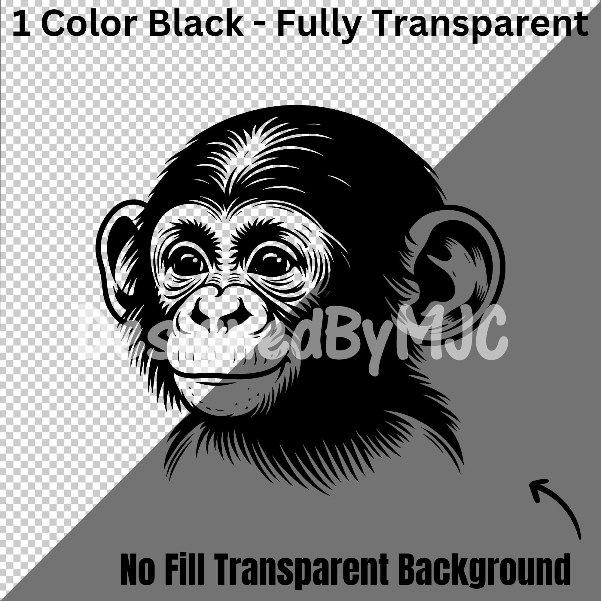 Baby Chimpanzee SVG PNG Bundle, Chimpanzee Face Svg, Chimp Png ...