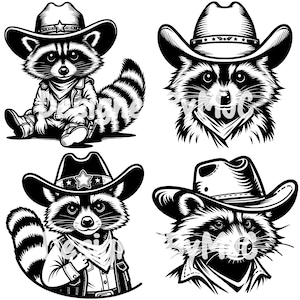 Wasbeer Cowboy SVG bundel PNG-bestanden, wasbeer svg, cowboy dierlijke Svg, Wildlife Svg, knaagdier Clipart