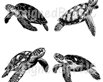 Sea Turtle SVG Clipart, SVG & PNG Files, Cut Files for Cricut and Silhouette, Laser Engraving