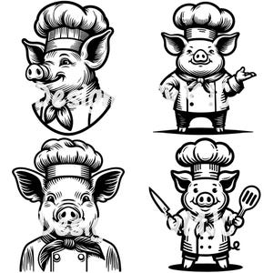 Porco Chef SVG, Chef svg png, Cozinhando Porco svg, Cozinhando svg, Uniforme de Porco Chef, Clipart de Porco