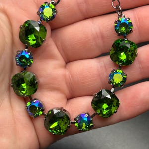 Fern Green / ab 12/8 Austrian crystal bracelet