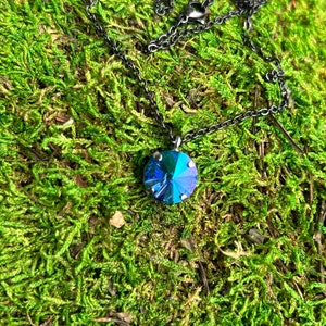 Shimmer Blue 12mm Rivoli Austrian crystal necklace