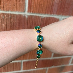 Ultra Emerald Ab/ Palace Green Opal 12/8 Austrian crystal bracelet
