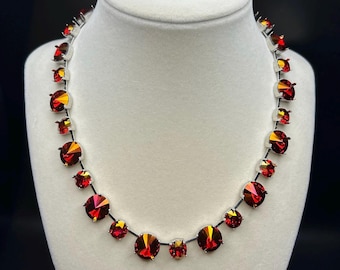 Scarlet Brandy 12/8mm rivoli Austrian crystal necklace