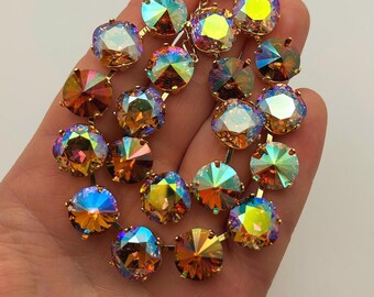 Autumn Glow 12mm rivoli & cushion cut necklace embellished with Swarovski® Crystals
