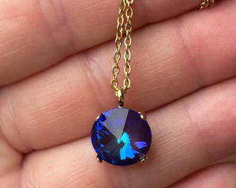 Ultra Purple Ab 12mm Rivoli necklace embellished with Swarovski® Crystals