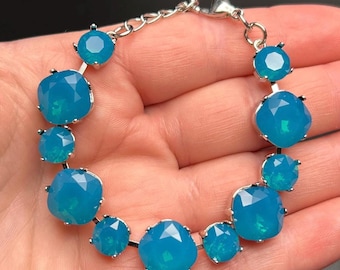 Caribbean Blue Opal 12/8 bracelet embellished with Swarovski® Crystals