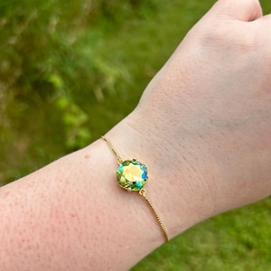 Peridot AB 12mm adjustable Austrian crystal slider bracelet