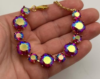 Fuchsia AB 12/8 bracelet embellished with Swarovski® Crystals