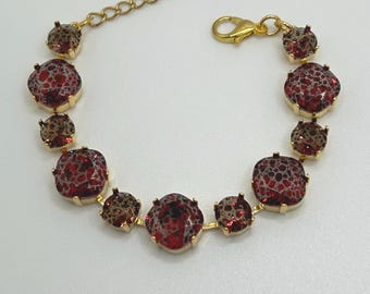 Scarlet Silver & Gold Patina 12/8 bracelet embellished with Swarovski® Crystals