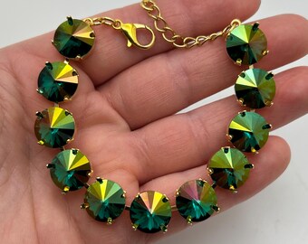 Emerald Lemon 12mm Rivoli bracelet embellished with Swarovski® Crystals
