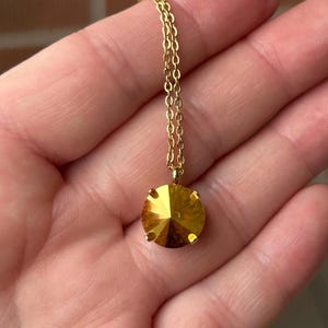 Metallic Sunshine 12mm Rivoli Austrian crystal necklace