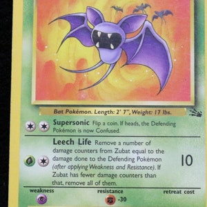 Zubat / Pokémon / Pokémon Zubat / / Carta de Zubat / Carta de Pokémon / Carta de Pokémon de los 90 / Cartas de Pokémon antiguas / TCG