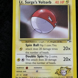 Voltorb / Pokémon TCG / Juegos de cartas coleccionables / Cartas Pokémon / Cartas Pokémon de los 90 / Voltorb del Teniente Surge / Cartas Pokémon antiguas / TCG
