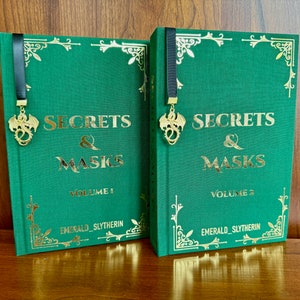 Secrets & Masks. 2 Volume Set. Dramione fanfiction. Handbound. Hardcover with bookmark charm. Free shipping. imagen 4