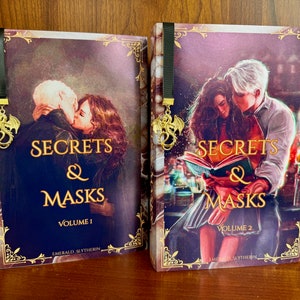 Secrets & Masks. 2 Volume Set. Dramione fanfiction. Handbound. Hardcover with bookmark charm. Free shipping. imagen 1