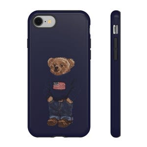 Cute Teddy Bear Phone Case, Americana Bear Case, Gifts for Kids, Bear Lover Accessory, Fun Phone Cover, Teddy Bear Merchandise