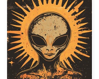 Cosmic Sun Alien - Retro Sci-Fi Sticker